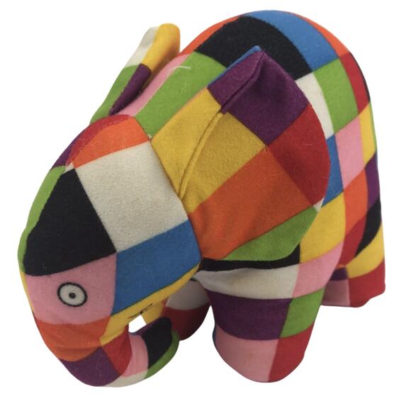 Vintage Elmer the Patchwork Elephant Plush 1993 David McKee 6" Stuffed Animal - Picture 1 of 14